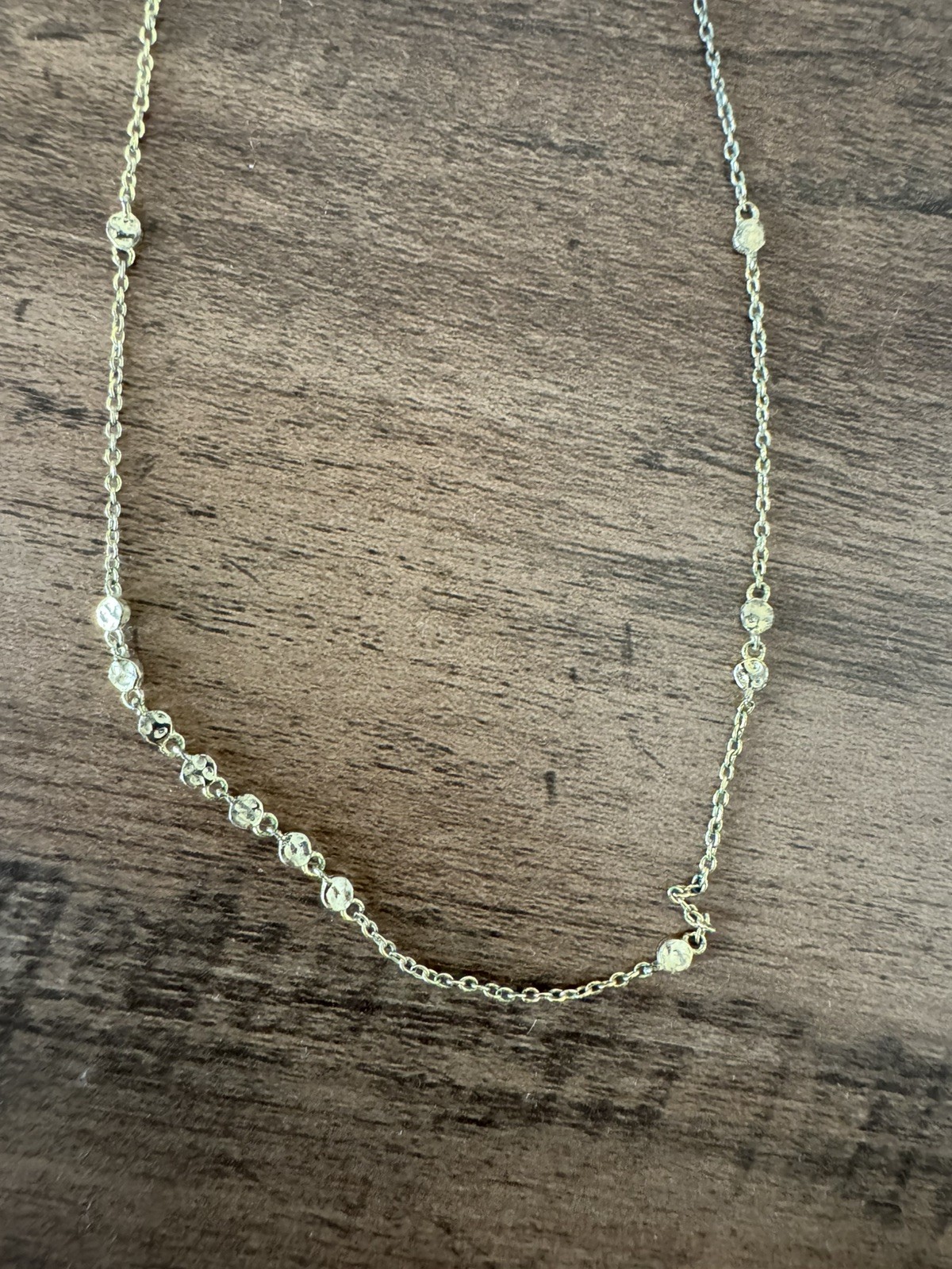 Gorjana Gold Tone Crystal Station Necklace Adjustable Delicate Layering Boho