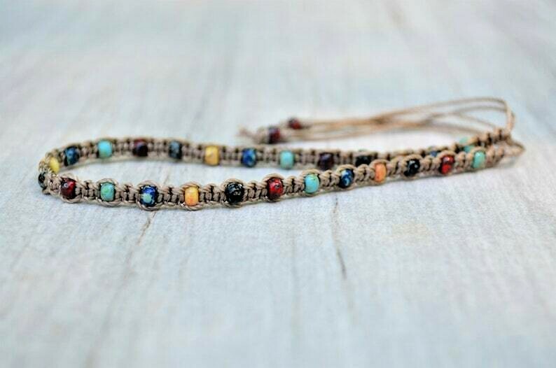 Multi-color Anklet Ankle Bracelet Bead Ankle Bracelet Macrame Body Jewlery Yevga