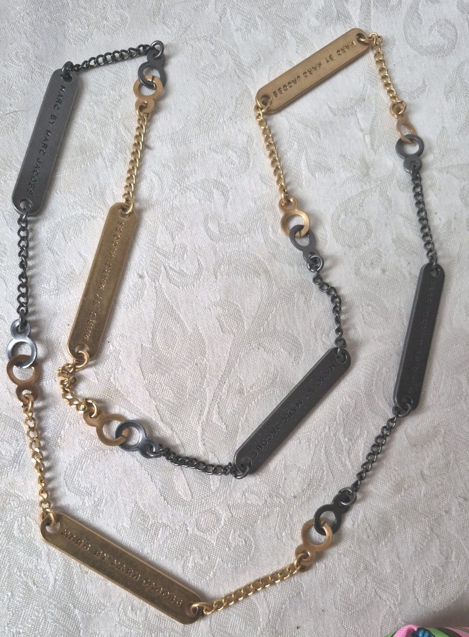 Marc by Marc Jacobs Goldplate, Metal Chain Link Statement Necklace 34″ NWOT