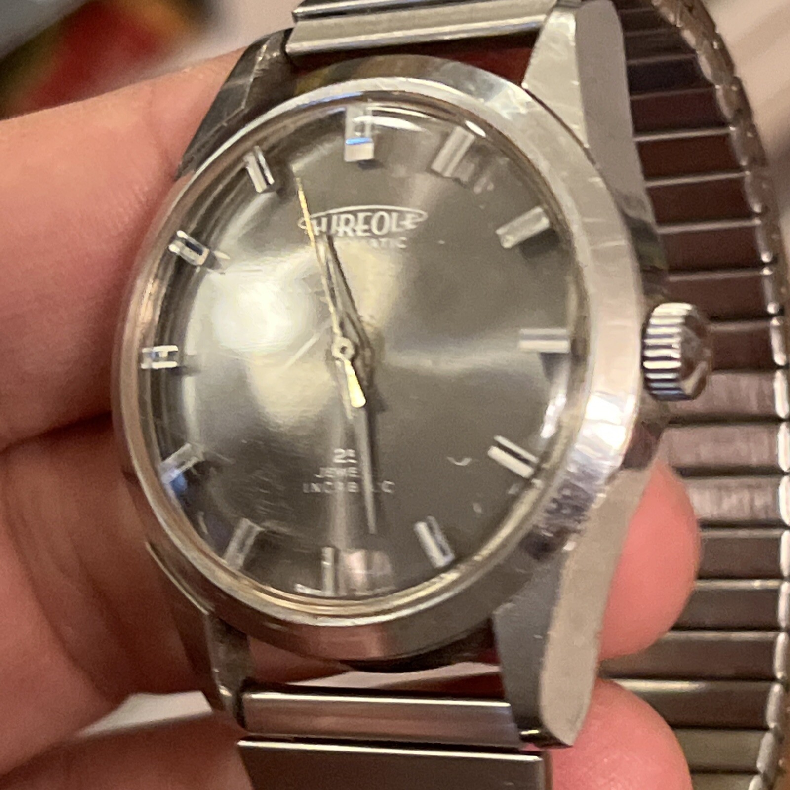 Rare Mirror Aureole 25 Jewel Automatic Incabloc All Stainless Men’s watch