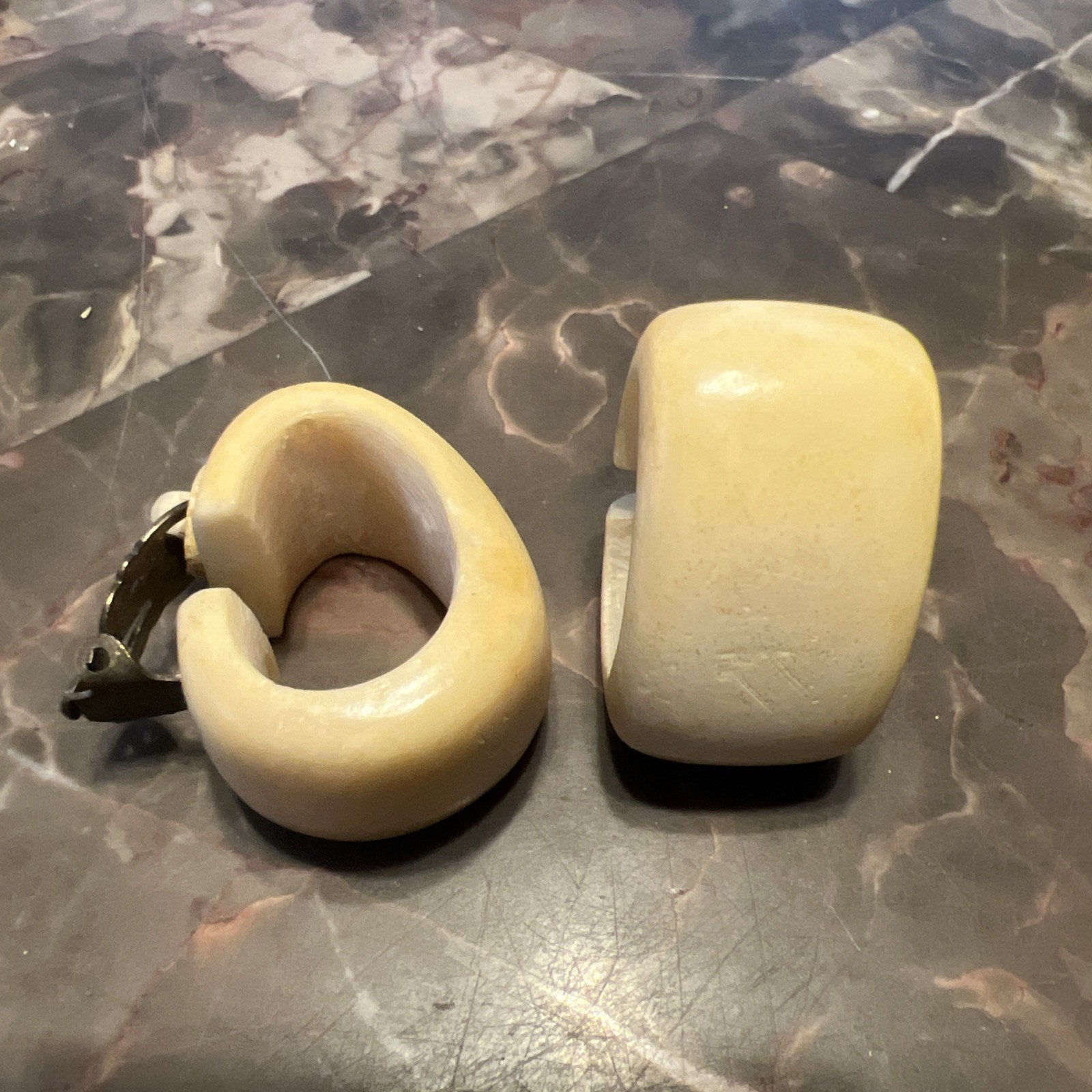 Monies water buffalo bone Clip Earings