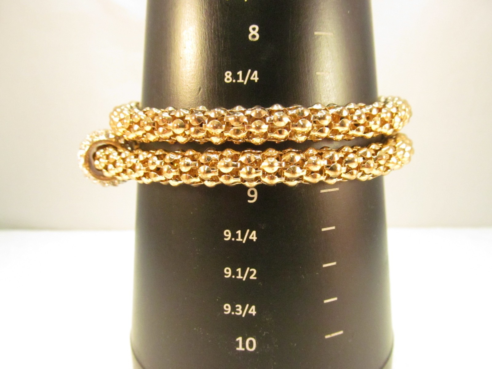 Gold Tone Stretch Metal Mesh Tube Rhinestone Bracelet 2 Piece Lot