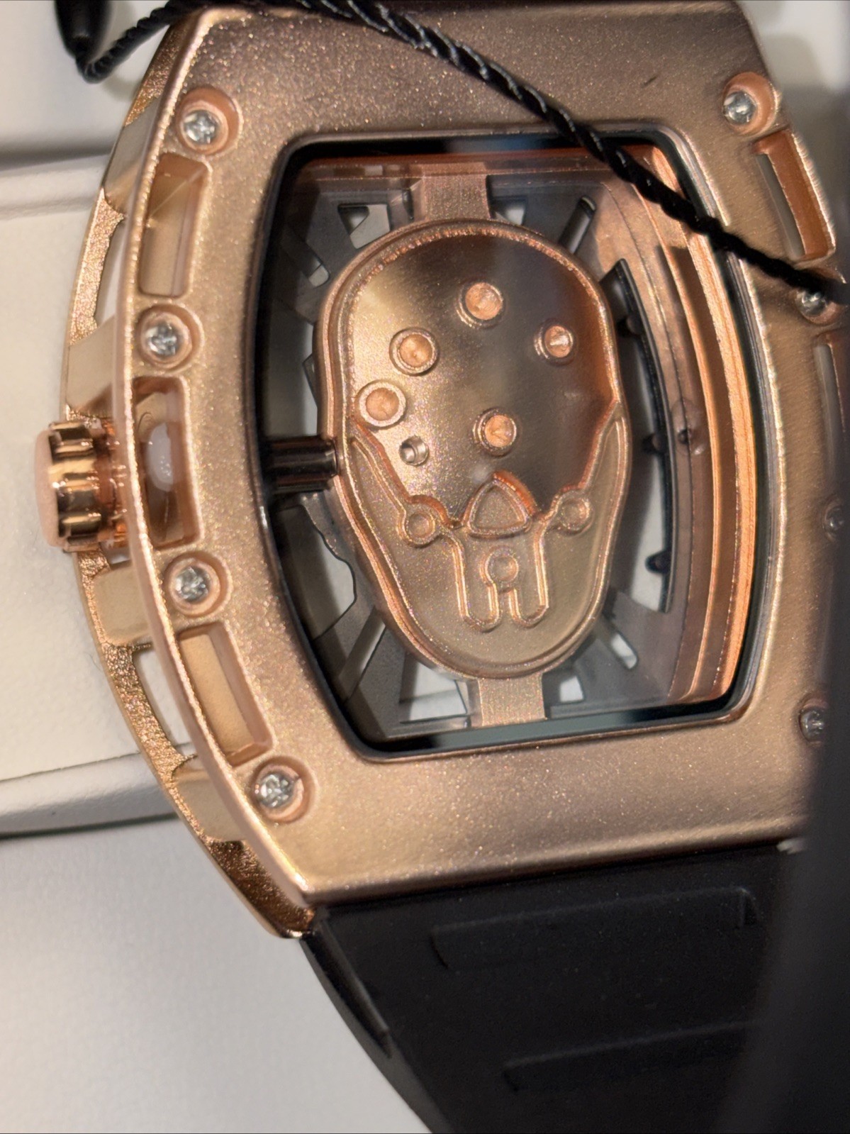 BIBI Luxury Watch B0292 Black Skeleton Dial, Silver Case, Black Silicone Band