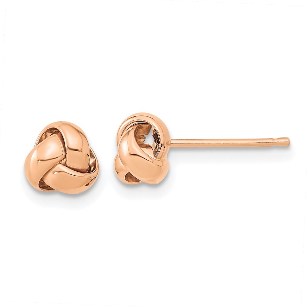 6mm 14k Rose Gold Polished Love Knot Stud Post Earrings TL1046R
