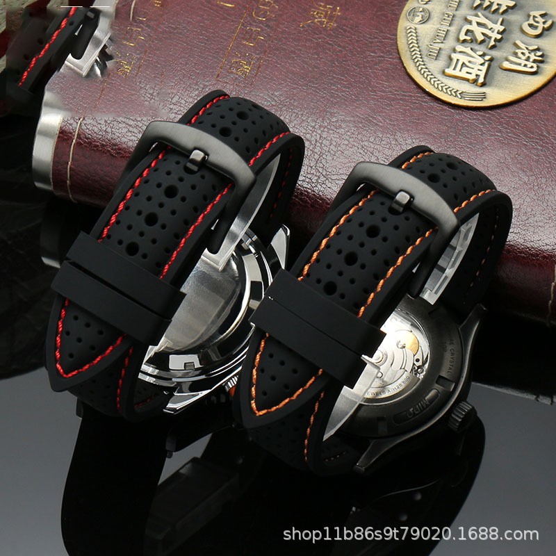 Silicone Watch Strap 20 22 24mm Waterproof Breathable Mens Sport Outdoor Band