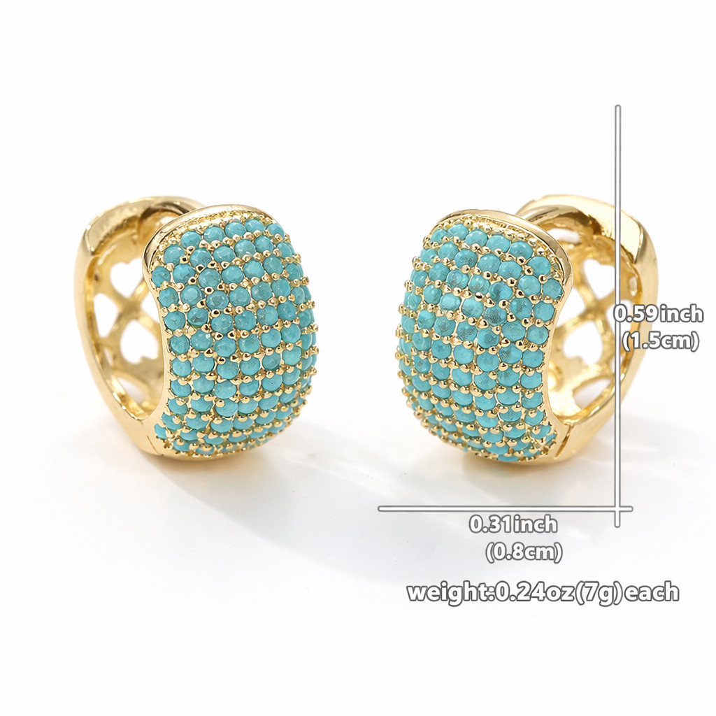 ZARD Turquoise Huggie Hoop Earrings in 14K Gold