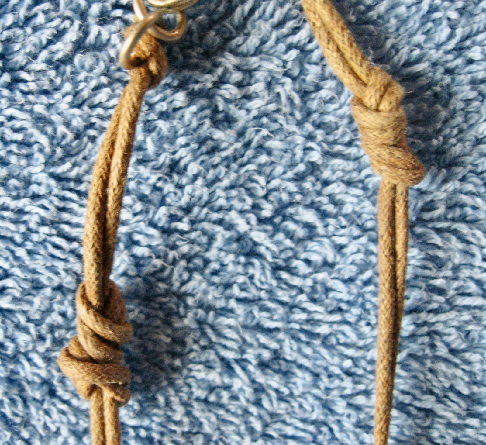 “T” Logo FLOATING 3 STRAND Orange Turquoise Beaded Necklace; Chain; Cord Lobster