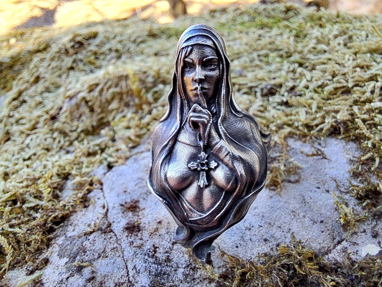 925 Sterling Silver Nun Ring – Gothic Seductive Religious Statement Ring