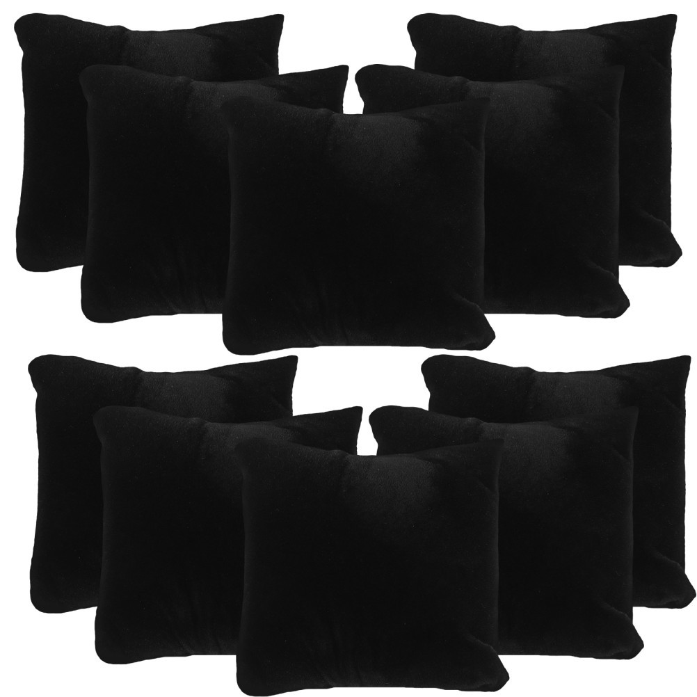 10Pcs Soft Velvet Watch Holder Pillows for Jewelry Display Black Cushions