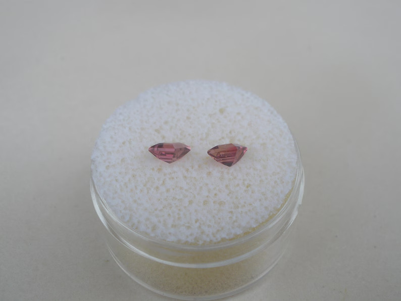 Pink Tourmaline Square Loose Natural Gem Pair 4mm each for Jewelry and Crafts