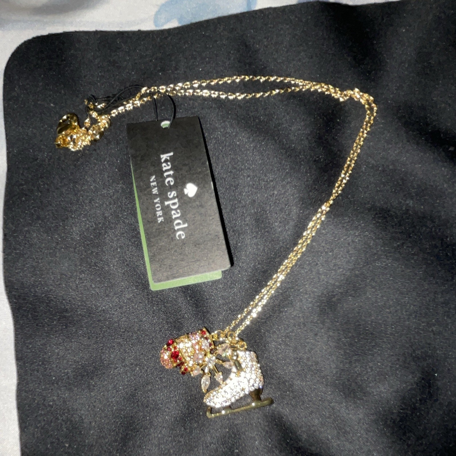 Kate Spade New York Gold Plated Crystal Christmas Charm Necklace