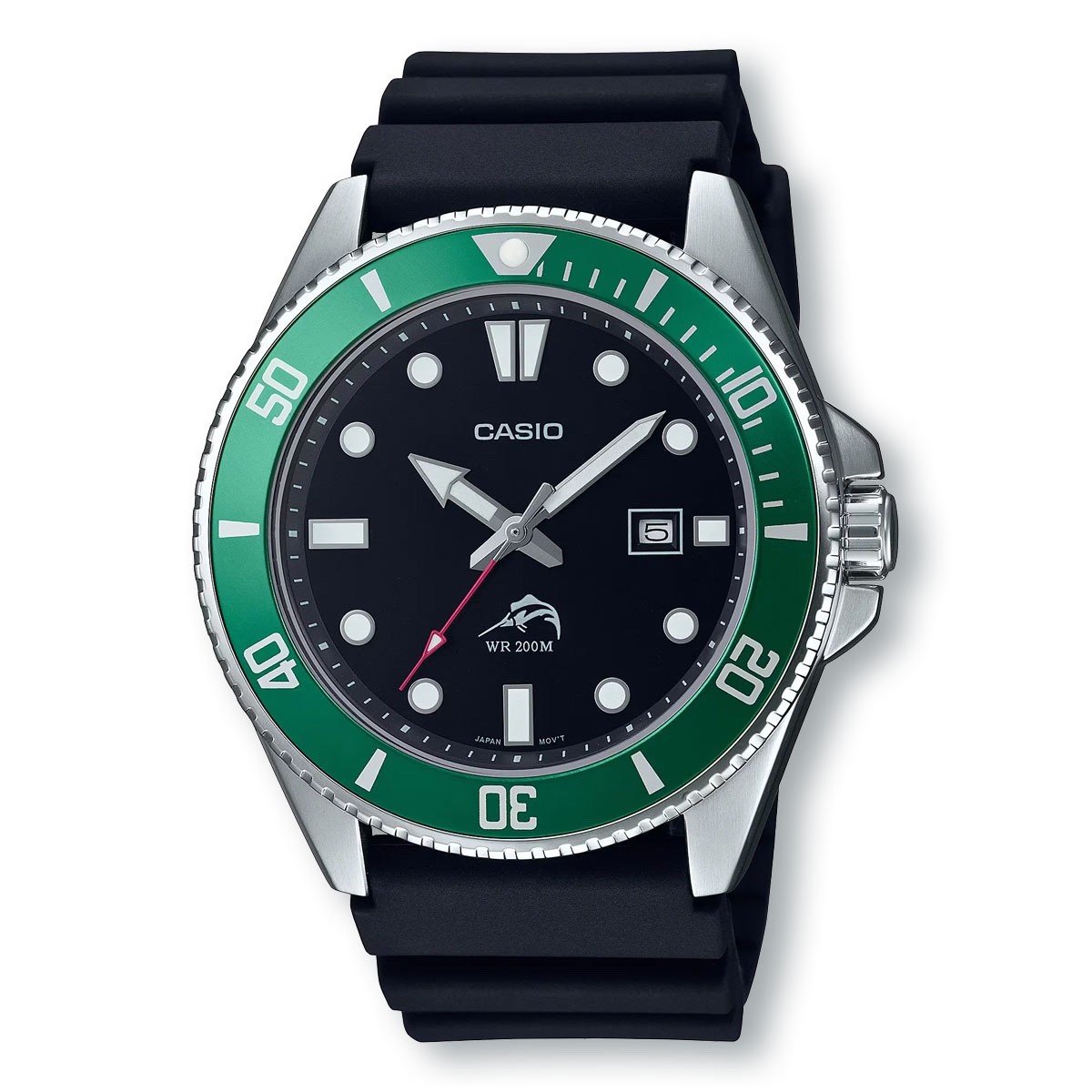 CASIO MDV106B-1A3 Sports 200m Stainless Steel/Green Bezel Watch