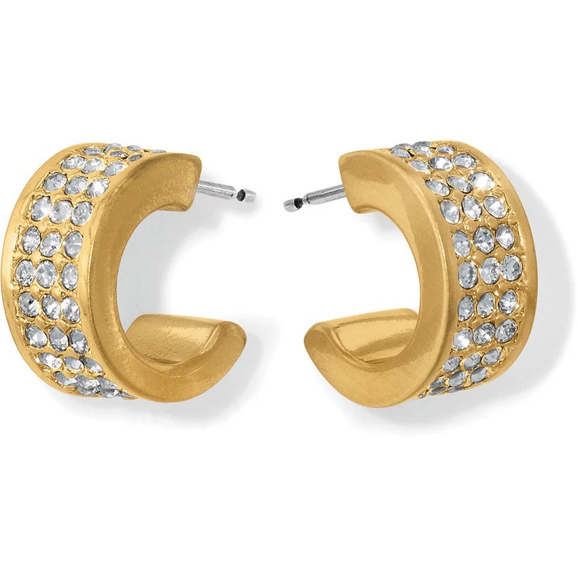 NWTag Brighton MERIDIAN ZENITH HOOP Gold Tone Crystal Post Back Earrings MSRP$62