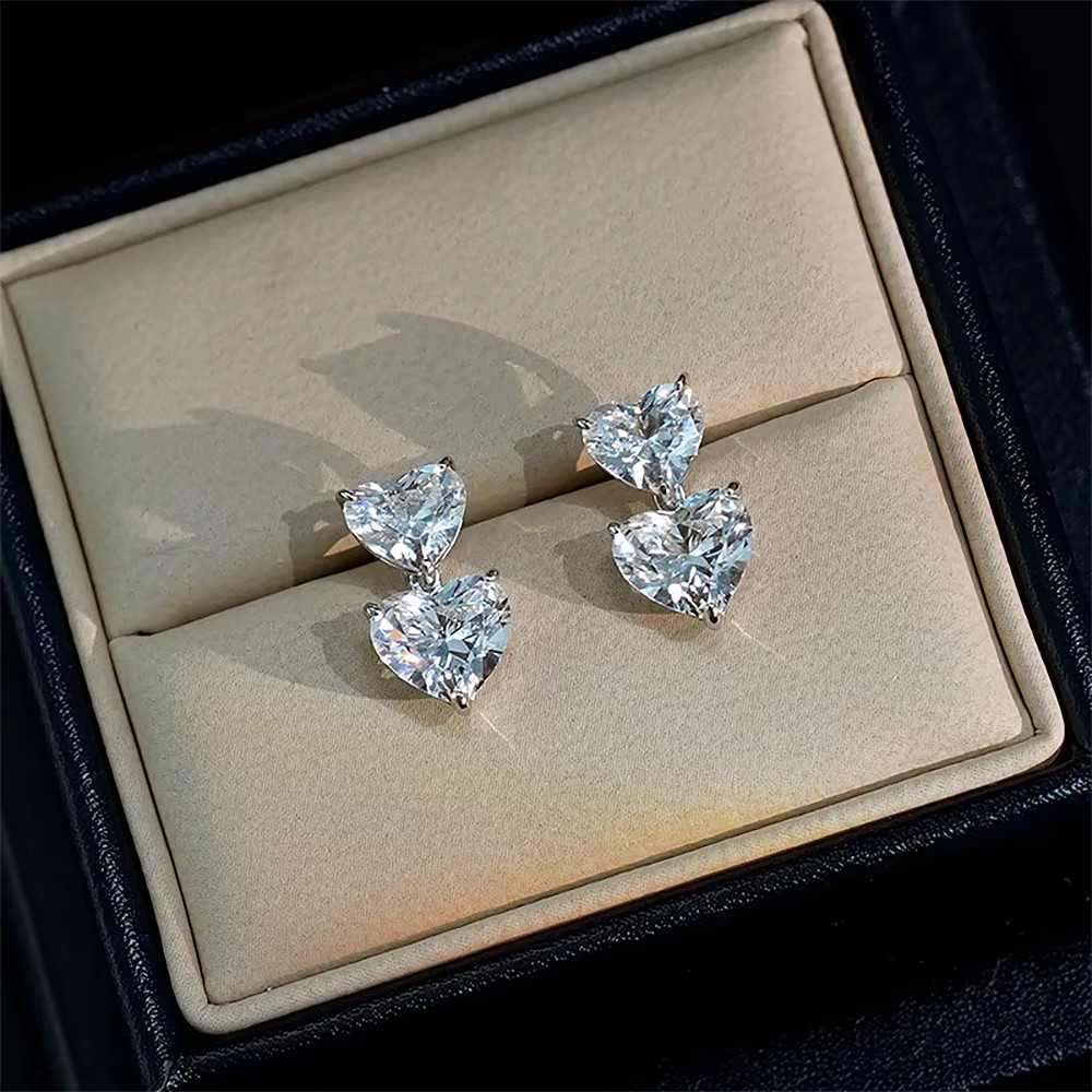 3Ct Heart Cut Moissanite Drop Earrings 925 Sterling Silver GRA Certified Gift