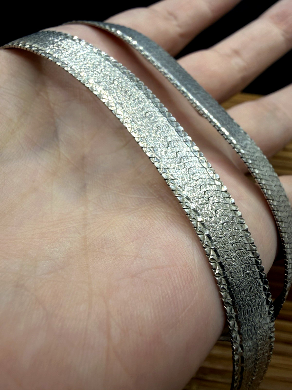 MILOR Italian Sterling Silver Herringbone Chain Necklace