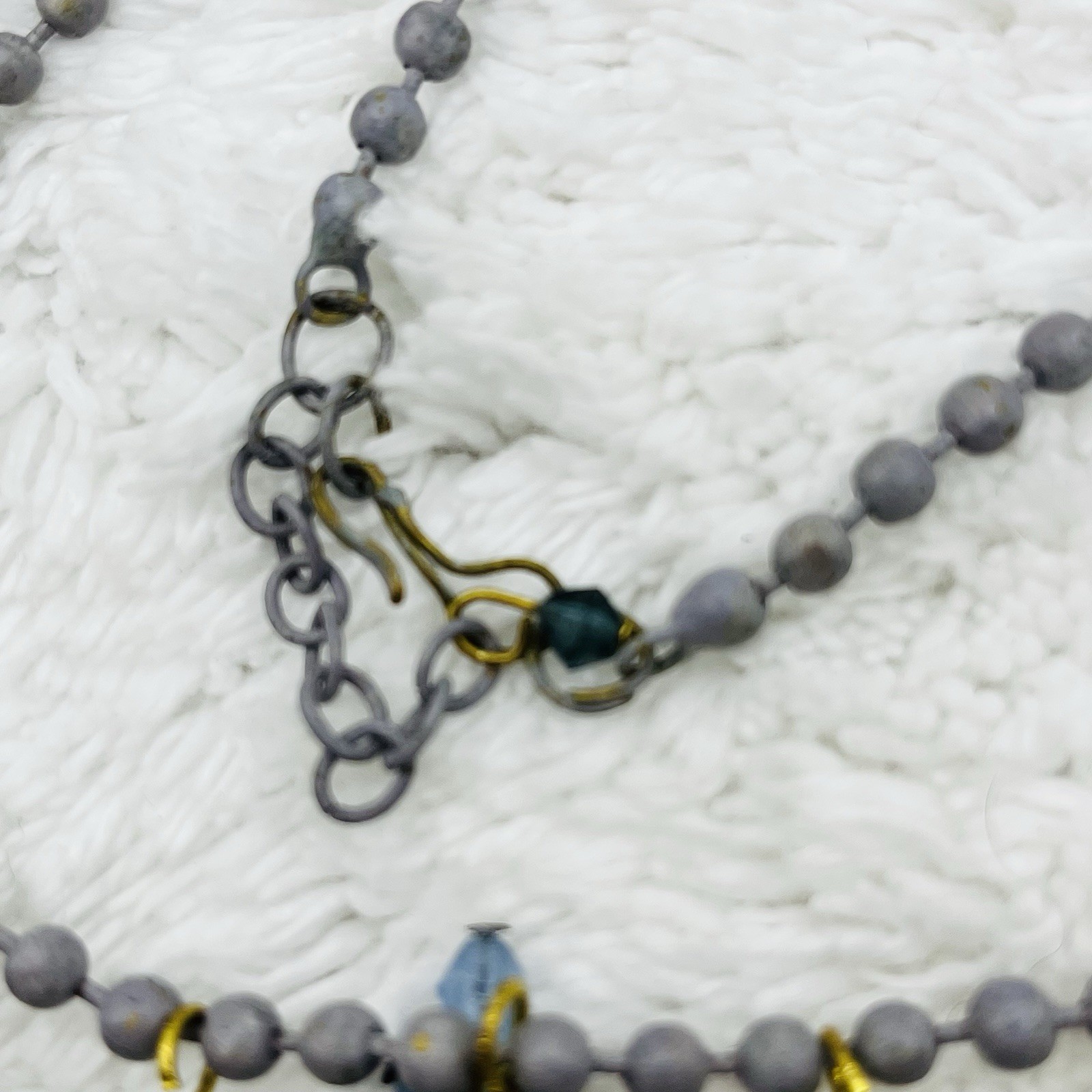 Charm Necklace Boho Artisan Mixed Media Brass Polymer Clay Beads 24″