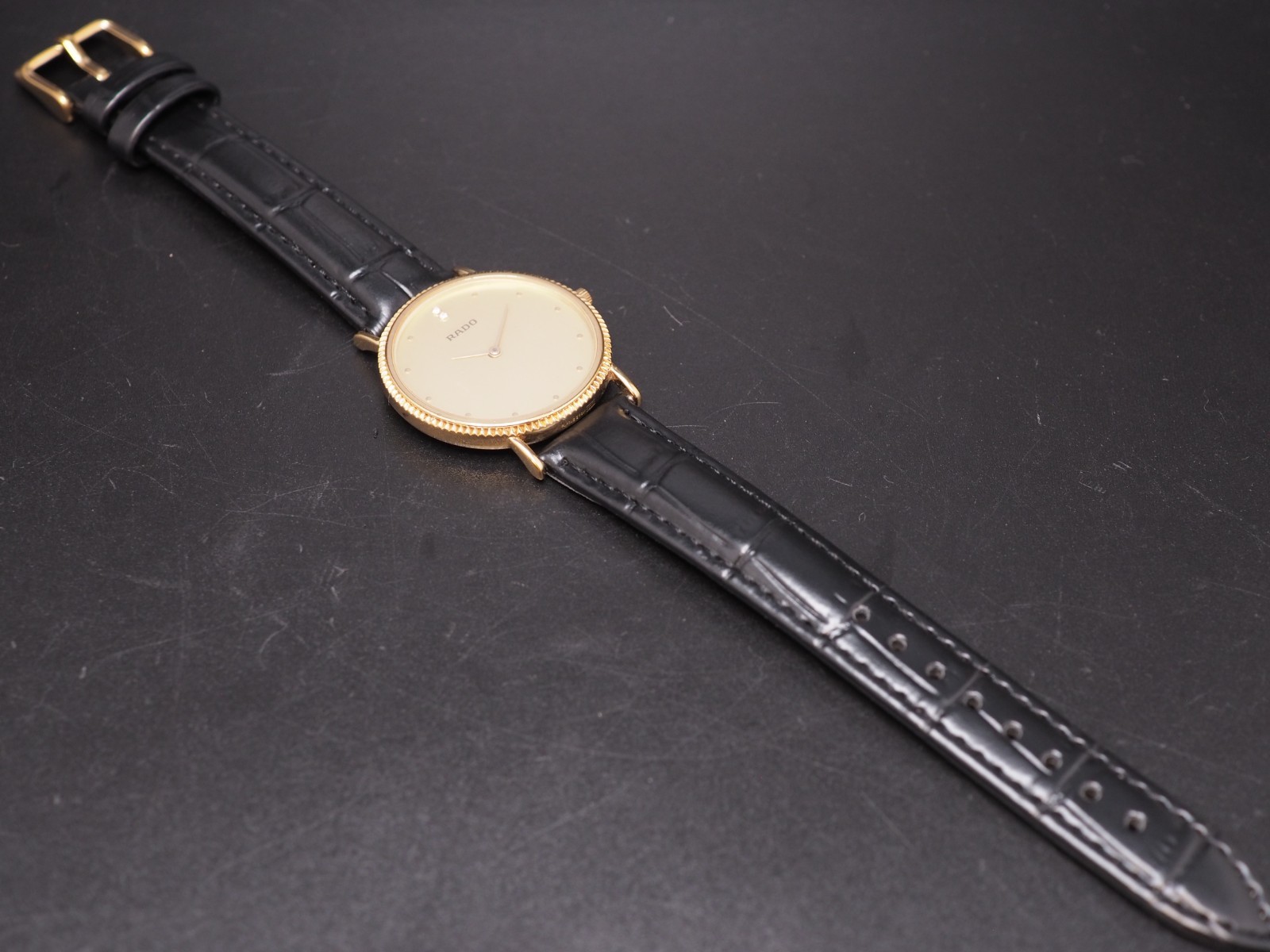 Vintage N MINT Rado 204.3608.2 Gold Dial Qz 32mm Womens Watch JAPAN Limited