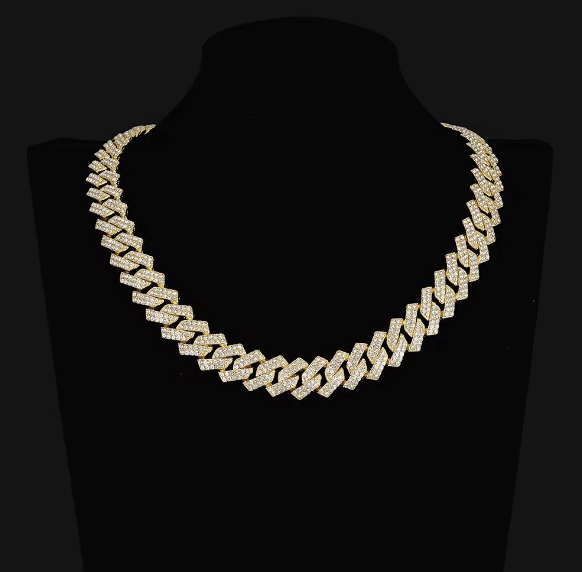 CUBAN CHAIN GOLD ALLOY STAINLESS STEEL 15MM 28INCH FLASHY HIP-HOP CHAIN