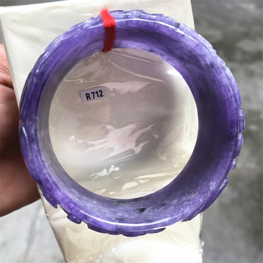 61MM Natural Icy Lavender Jadeite Jade Bracelet Burma Jadeite Jade Bangle