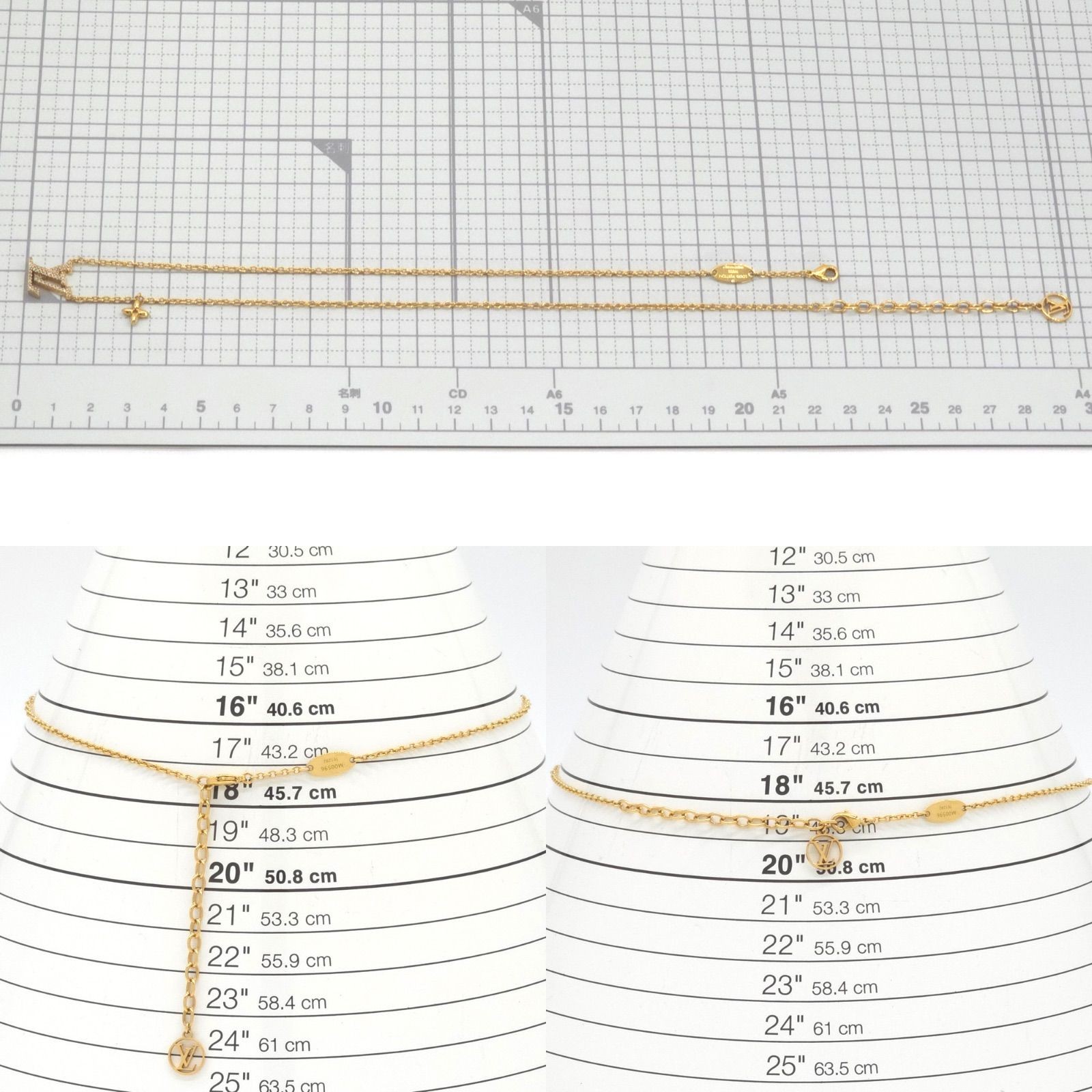 LOUIS VUITTON M00596 Necklace LV Iconic Length 42-47cm Gold Color Metal Strass