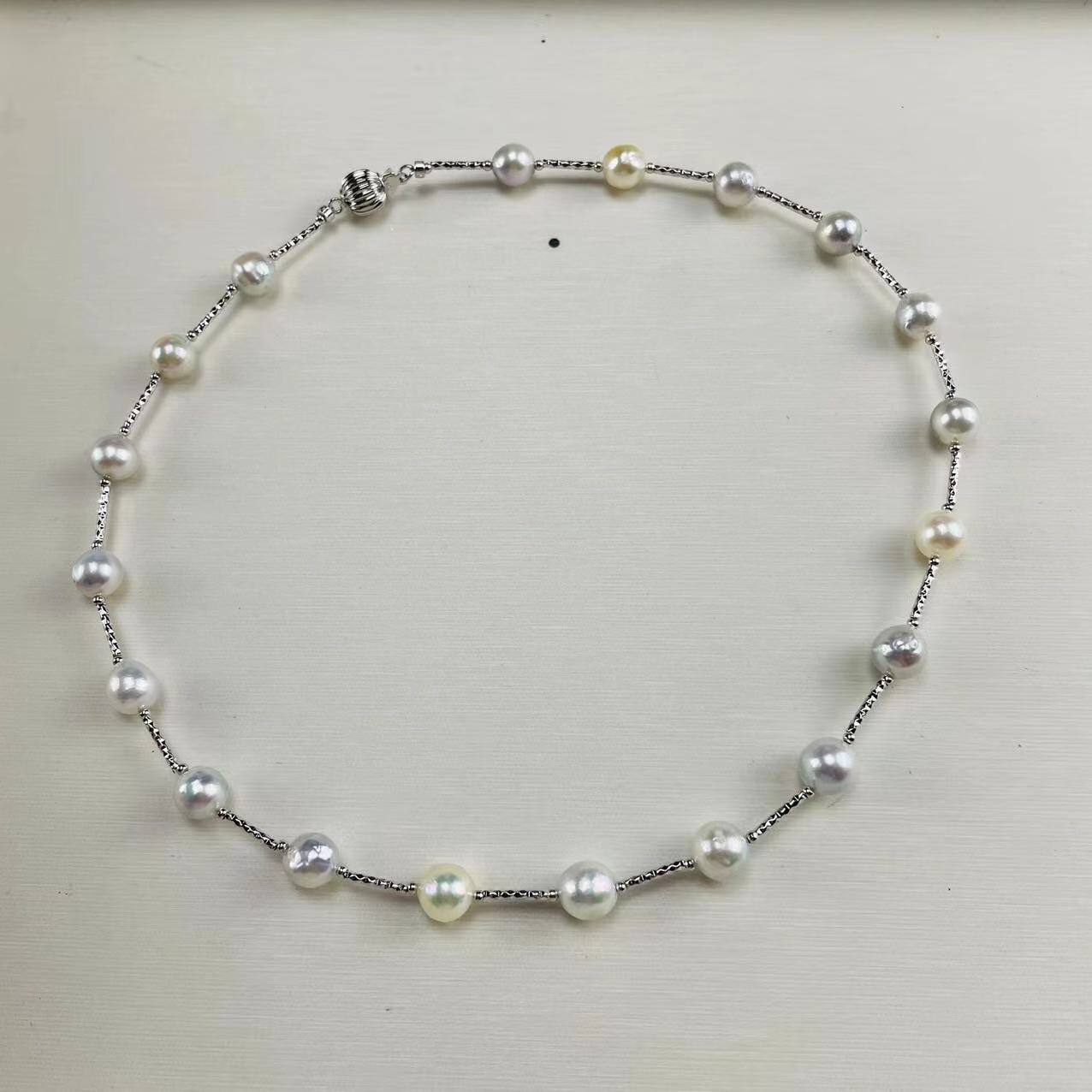 22inch wholesale 9-10mm white pearl necklace 14kt Gold Limited time promotion