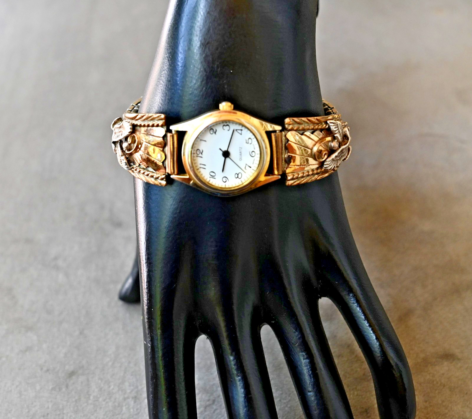 Ladies Thomas Francisco Navajo 925 Sterling 12k Gold Filled w new watch 29 grams