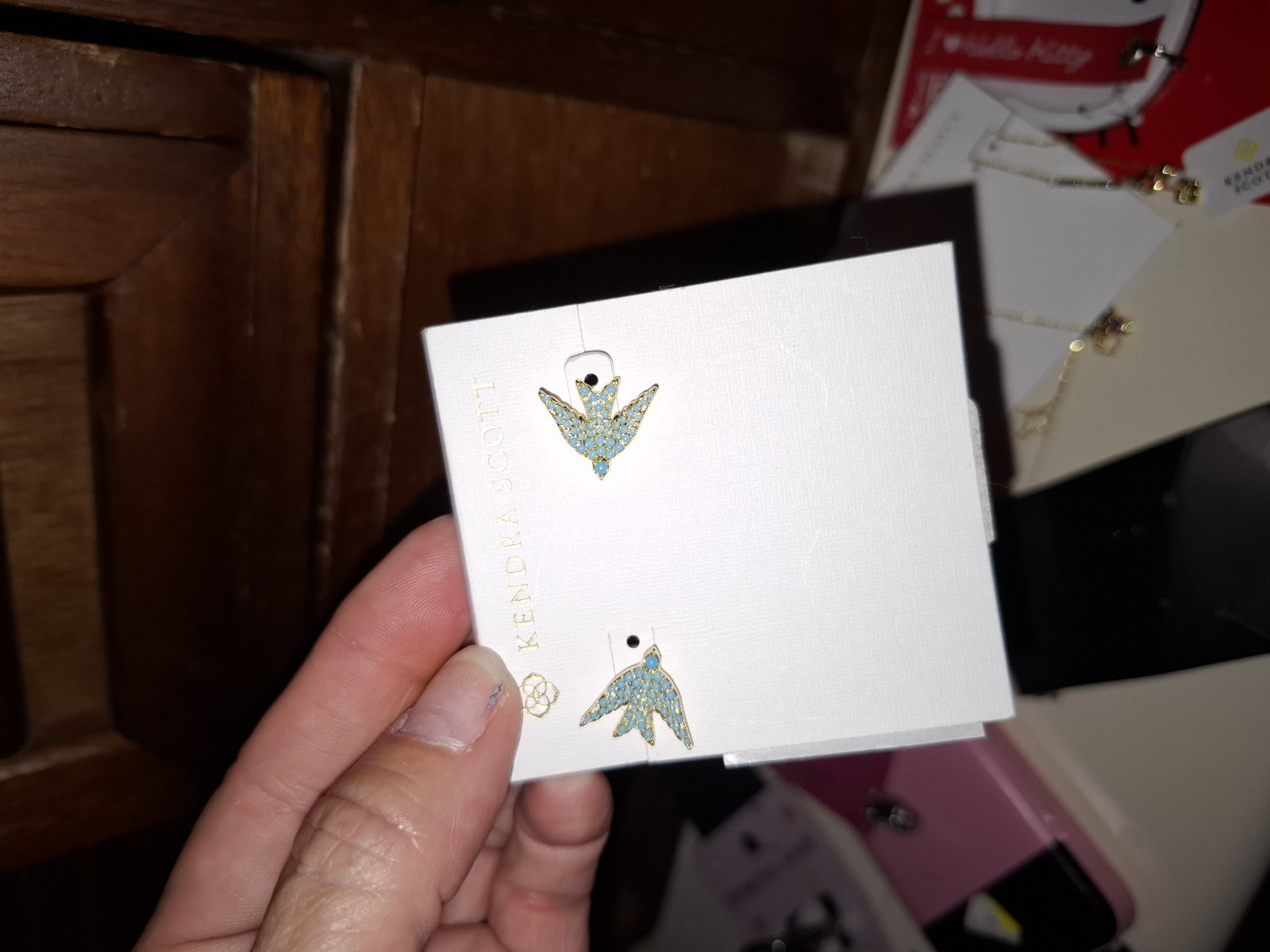 Kendra Scott Bird Swallow Stud Earrings Gold Tone Blue Pavé CZ Butterfly