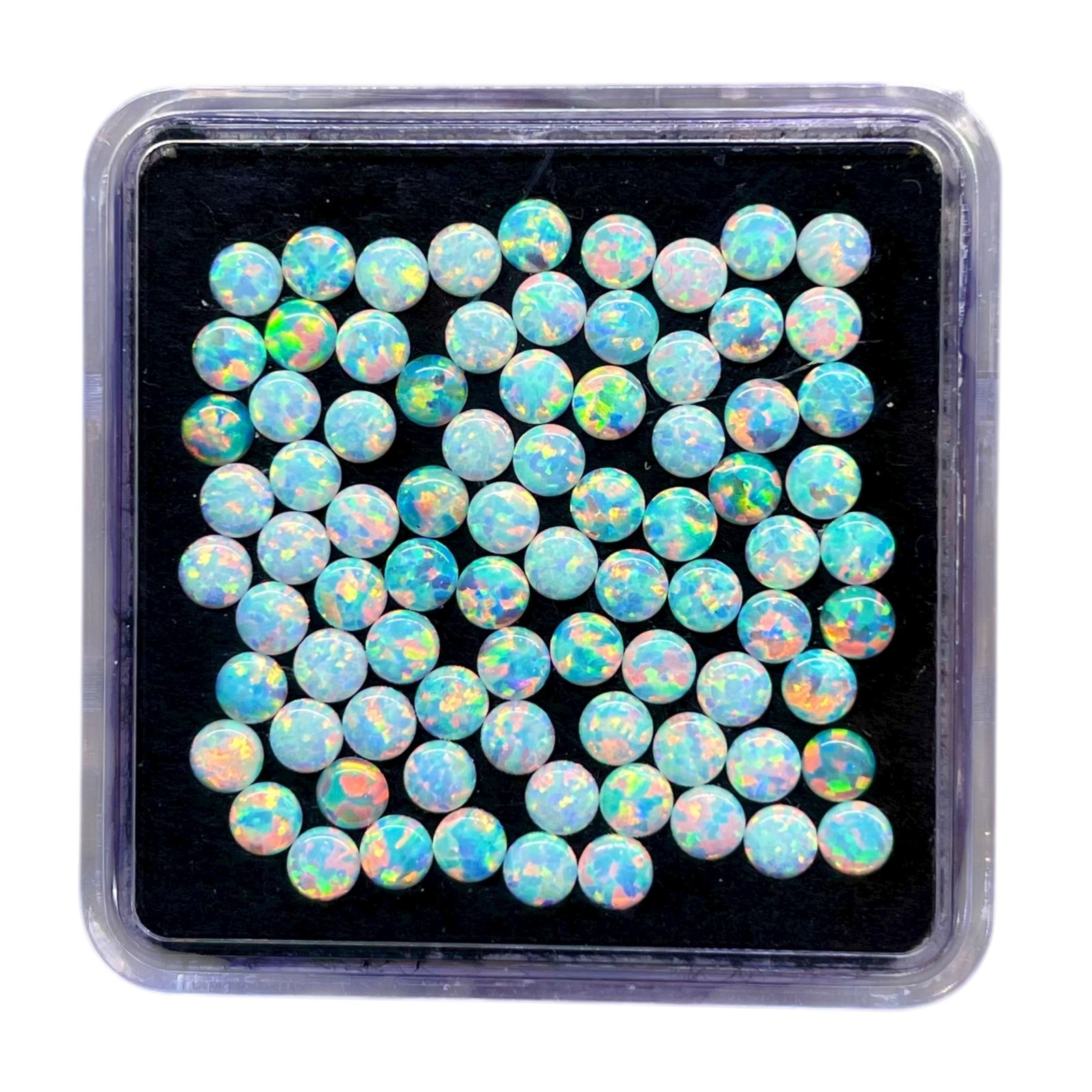 25 Pcs Australian Opal 3mm Round Cabochon AAA Quality Lab Created Gemstones Lot