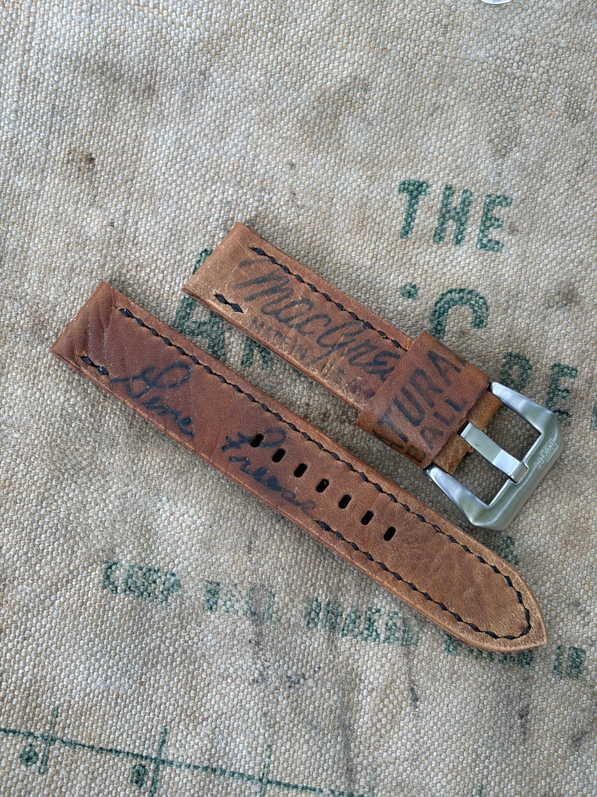 20mm Gene Freese Handmade Baseball Glove Watch Strap Omega Panerai 74/127