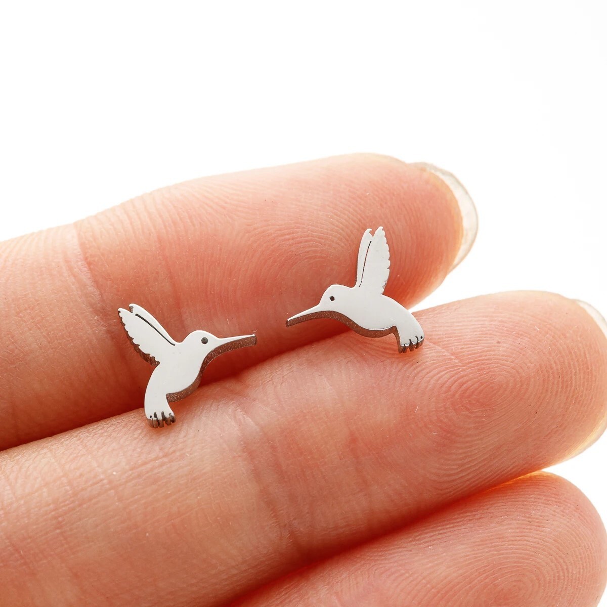 Silver Stud Hummingbird Earrings – Small & Cute Bird, Spring, Summer, Autumn