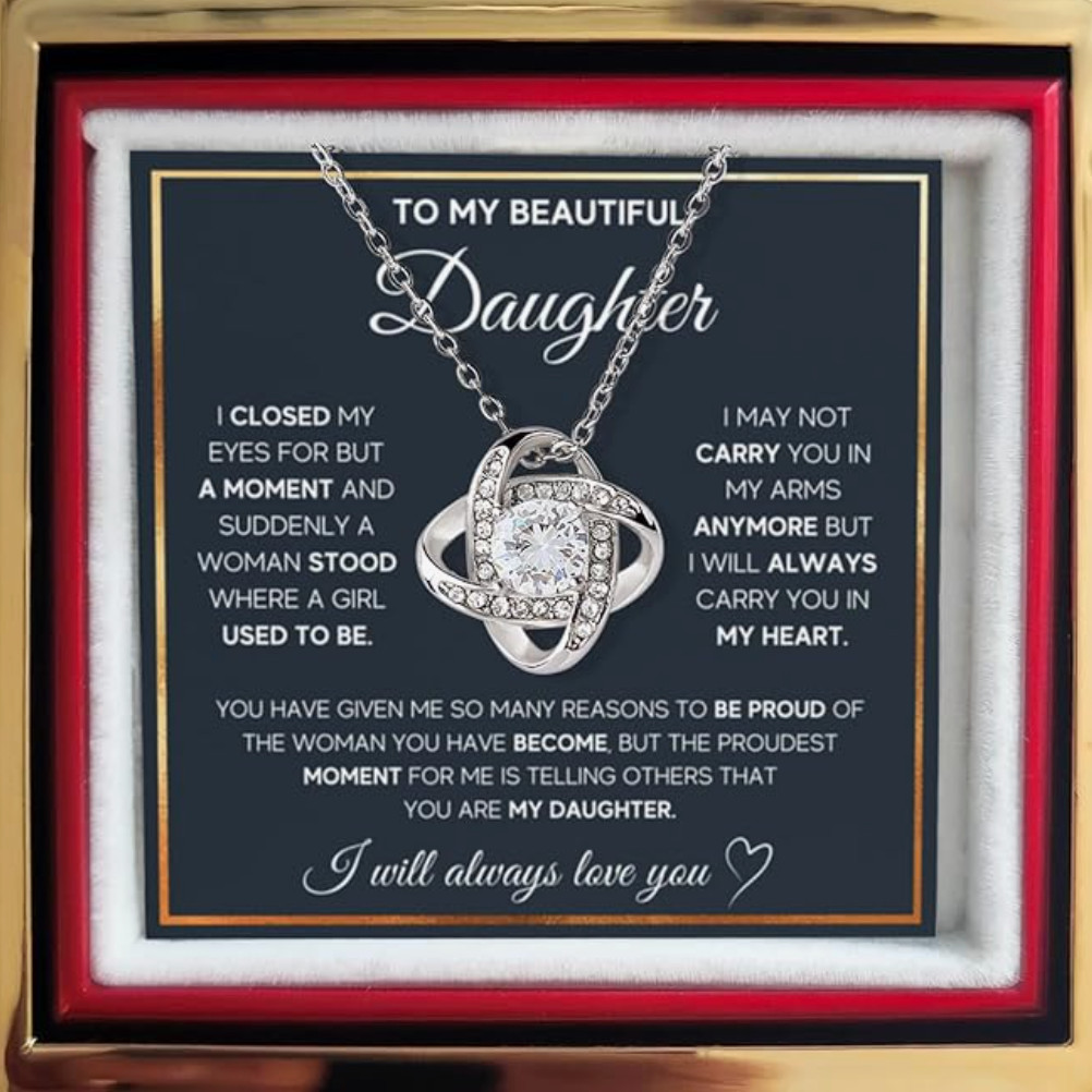 To My Beautiful Daughter Necklace from Mom & Dad | Cubic Zirconia Pendant