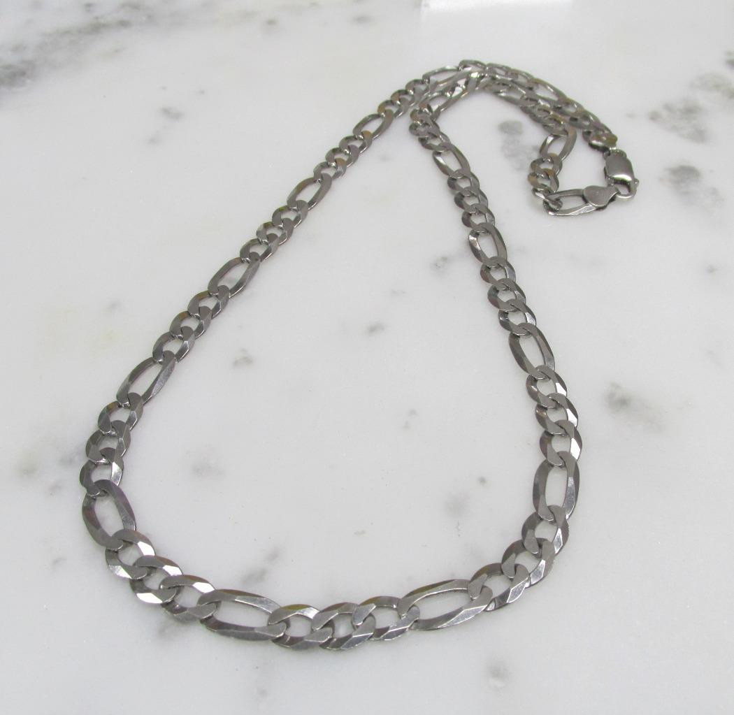 Sterling Silver Flat Figaro Link Chain / Necklace ~ 22″ ~ 27.7g ~ 2-F278