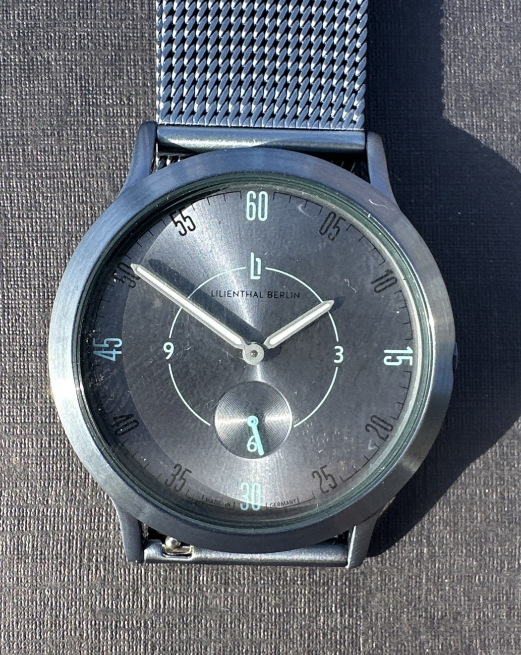 Lilienthal Berlin L1 Watch – Anthracite – Looks Blue In Reflective Light- BNIB
