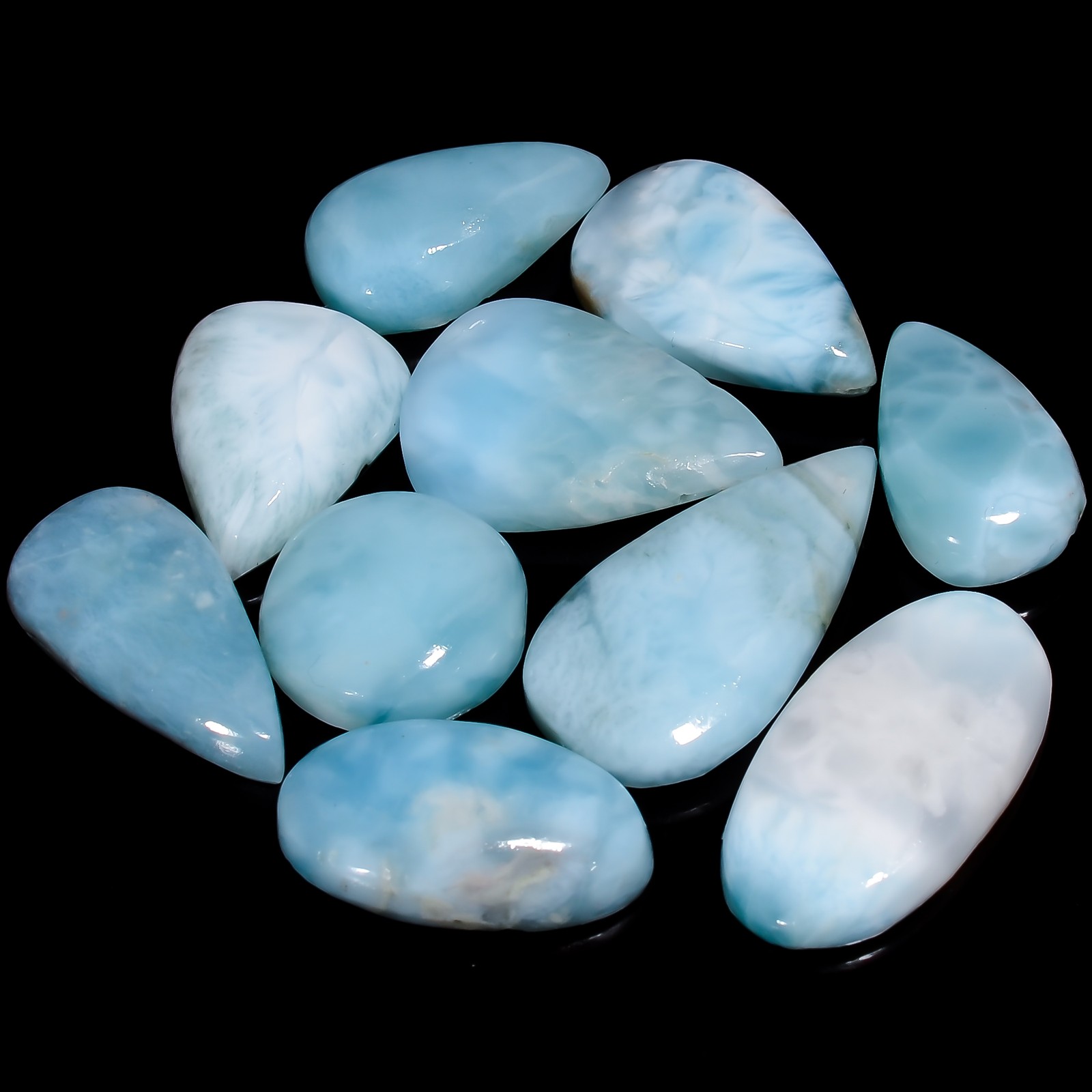 100% Natural Larimar Cabochon Loose Gemstone 10 Pcs 125 Ct 15X15 26X14mm A-29875