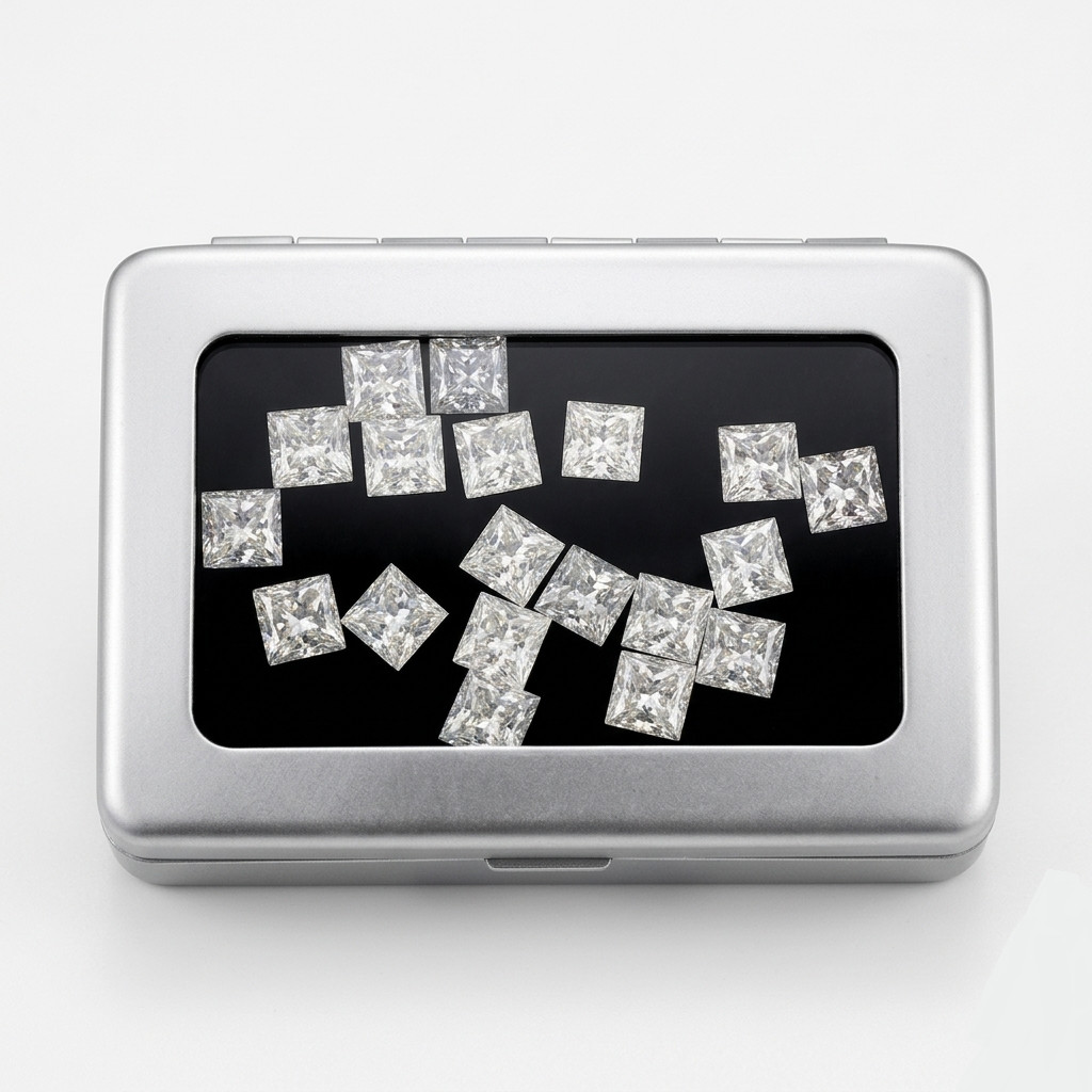 3x3mm Princess Cut D Color Lab Grown Diamond IF Clarity Certified Loose Gemstone