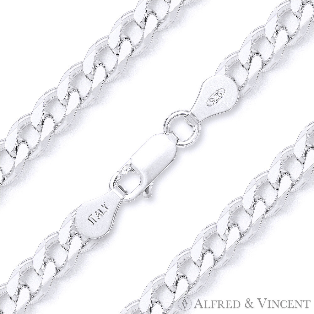 4.5mm Cuban / Curb Link Italian Chain Anklet in Solid .925 Italy Sterling Silver