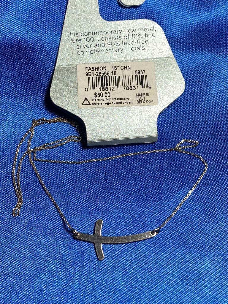 Belk Silverworks Pure 100 silver alloy 18″ necklace, made in Italy, Retails $50