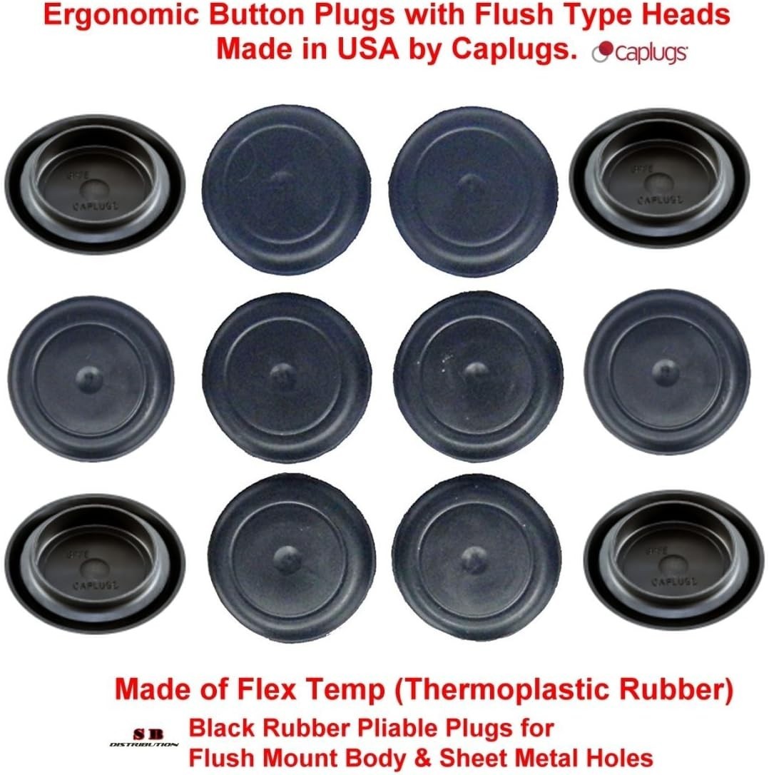 Ergonomic Flush-Type 1″ Black Rubber Plugs – 100 Count for Easy Installation