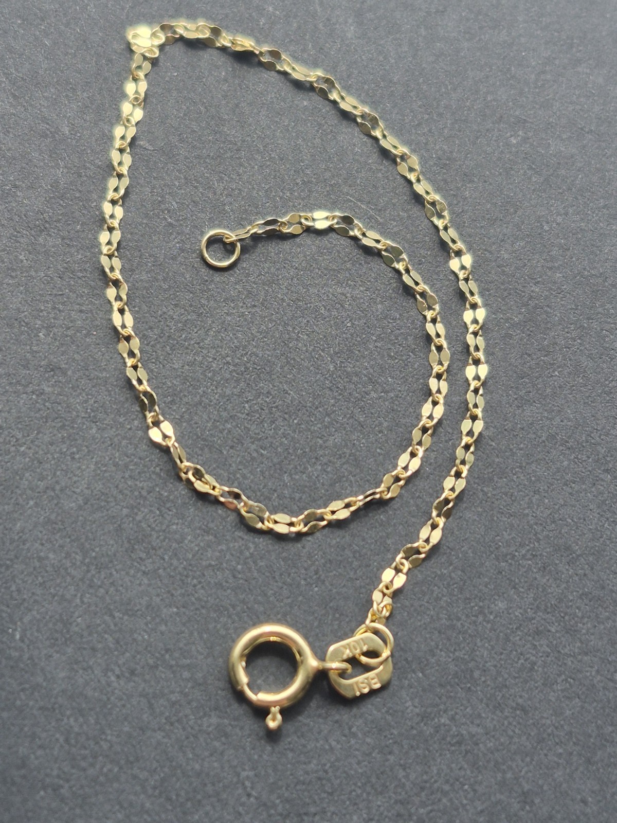 10k Solid Gold Mirror Anklet 10in