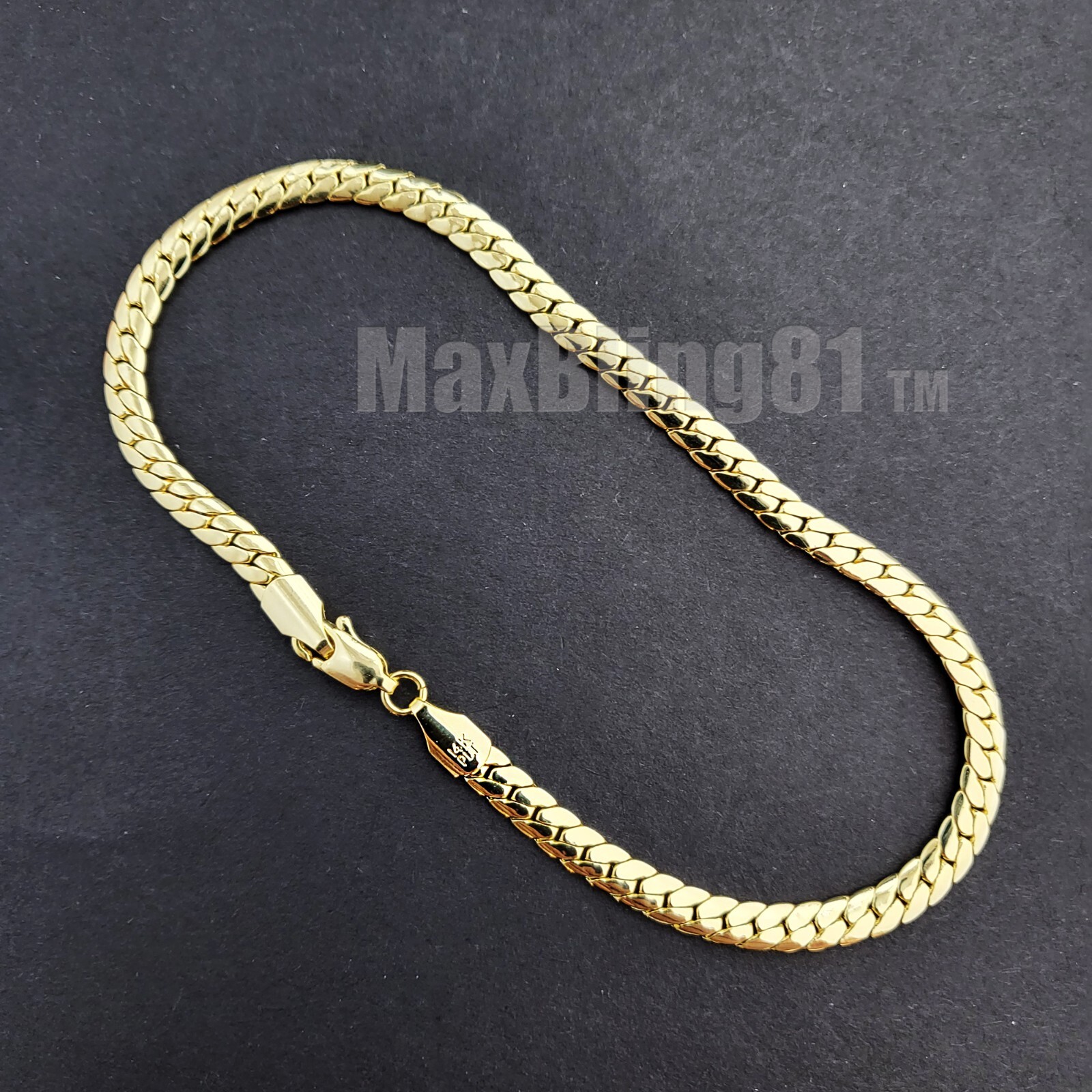 14K GOLD PLATED BRASS CUBAN CHAIN 5mm 10″ FASHION BLING ANKLET BRACELET CS-112