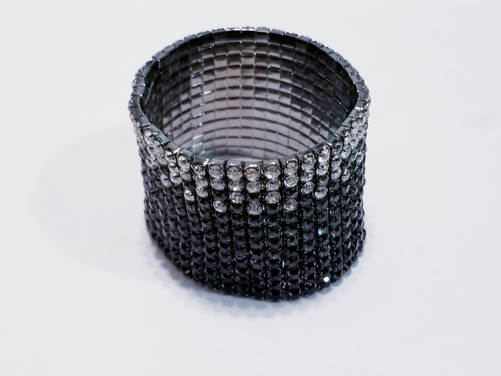 Black Rhinestone Stretch Bracelet Statement Pageant Drag Queen Jewelry Prom