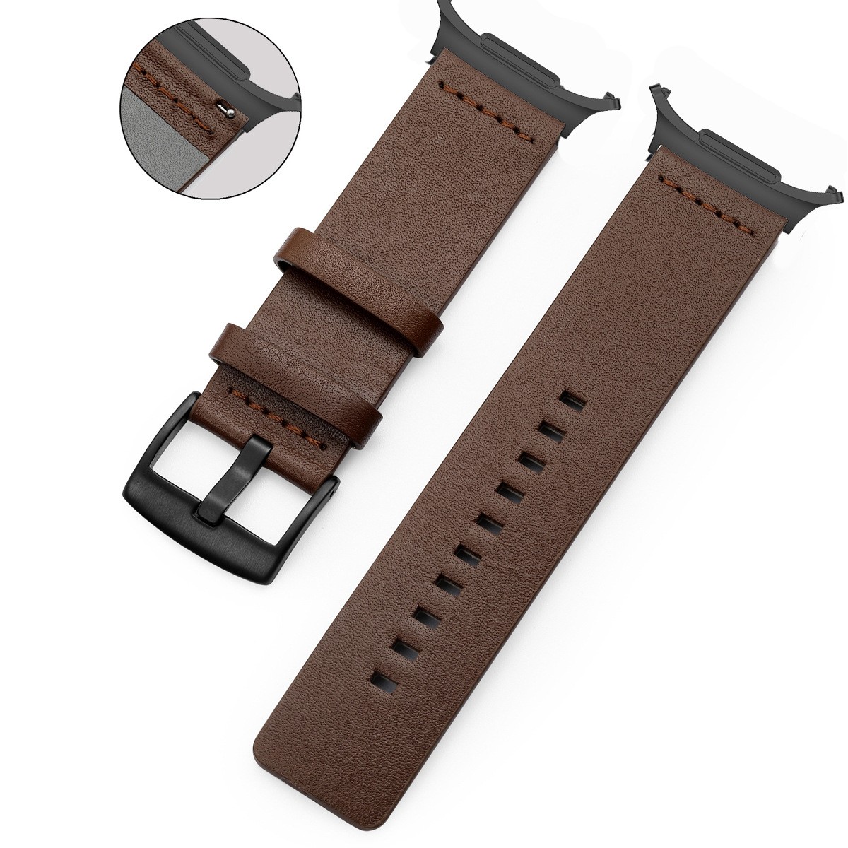 Leather Solid Watch Band with Metal Connectors for Samsung Galaxy Ultra 22mm
