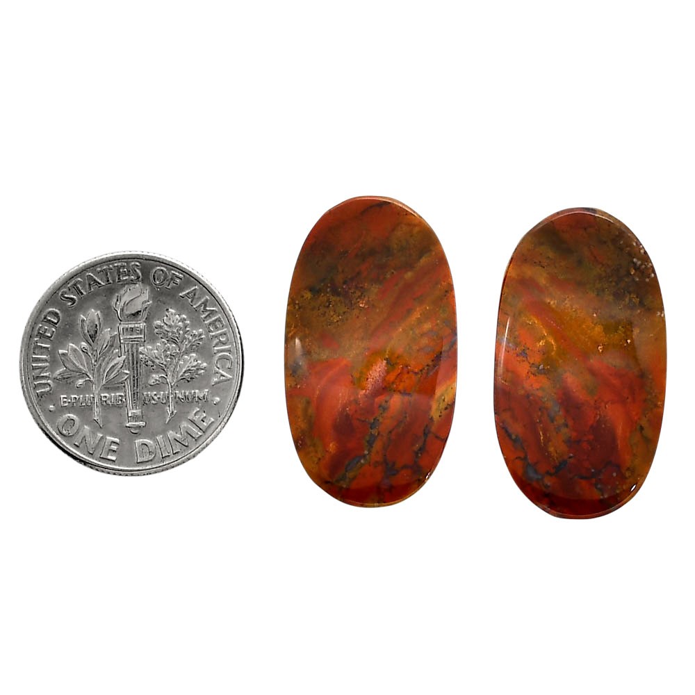 Natural Rare Cady Mountain Agate Pair 14×24.7×4.5 mm Oval Gemstone LS71-04335