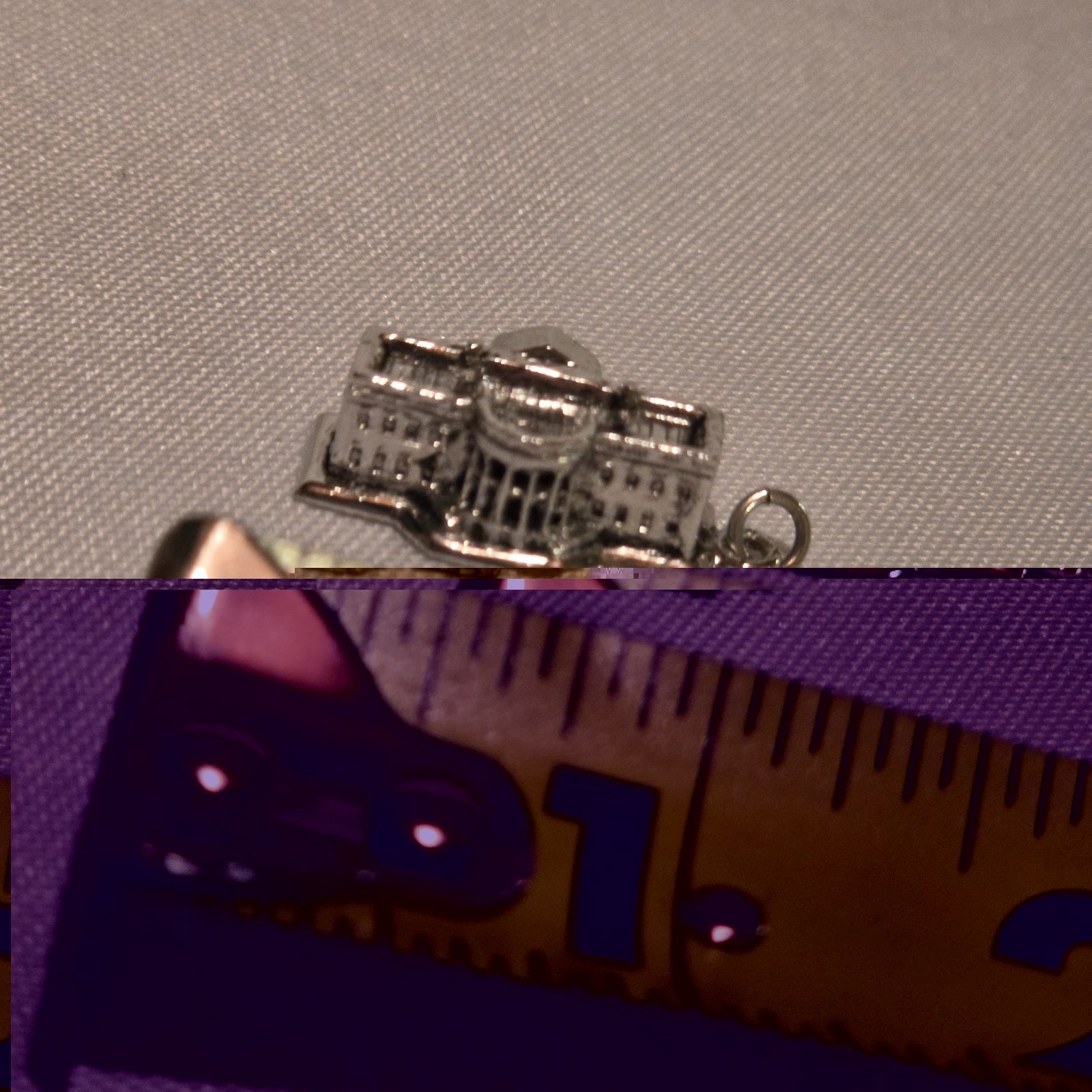 Vintage 1960s Kinney Sterling Silver 3D White House Building Charm Pendant