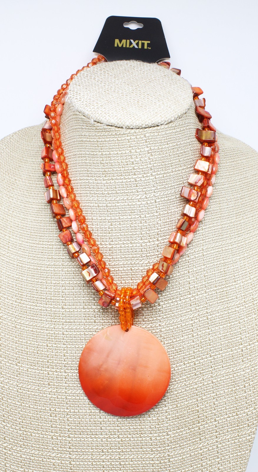 New Summer Orange Shell Disc Pendant Necklace nwt by MIXIT #N2685
