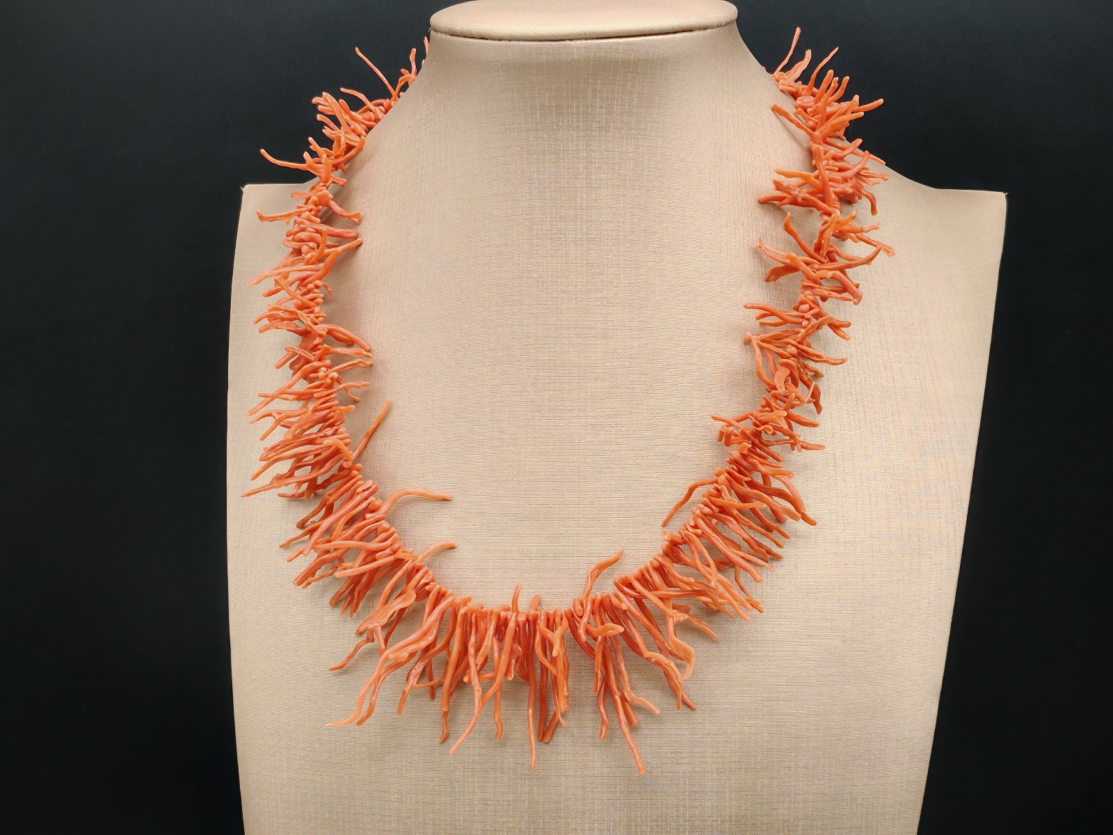 Women’s Real Red Coral Necklace of Sardinia Fringe Necklace 925 Silver