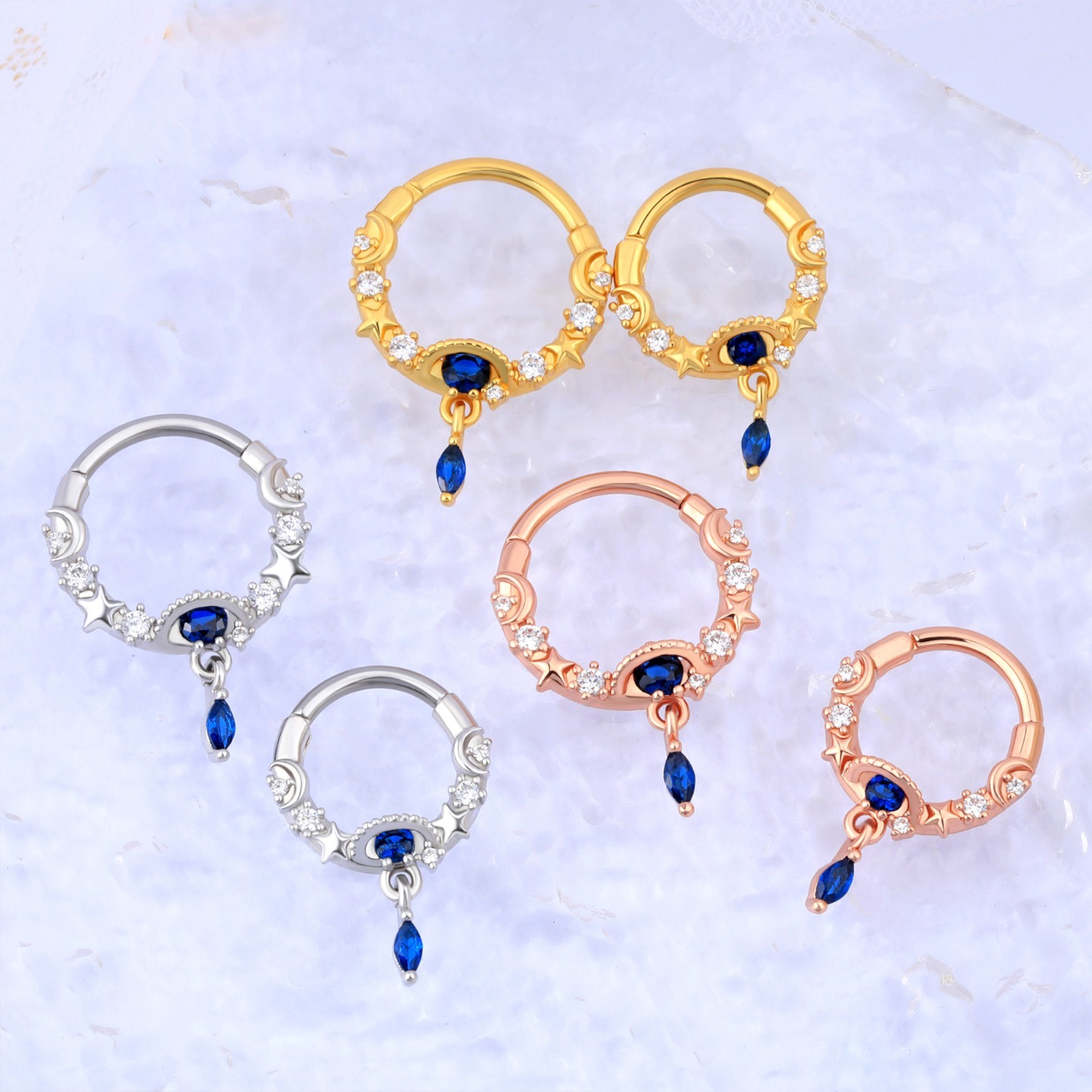 CZ Rose Gold Septum Clicker 16G Helix Cartilage Lobe Daith Conch Tragus Piercing