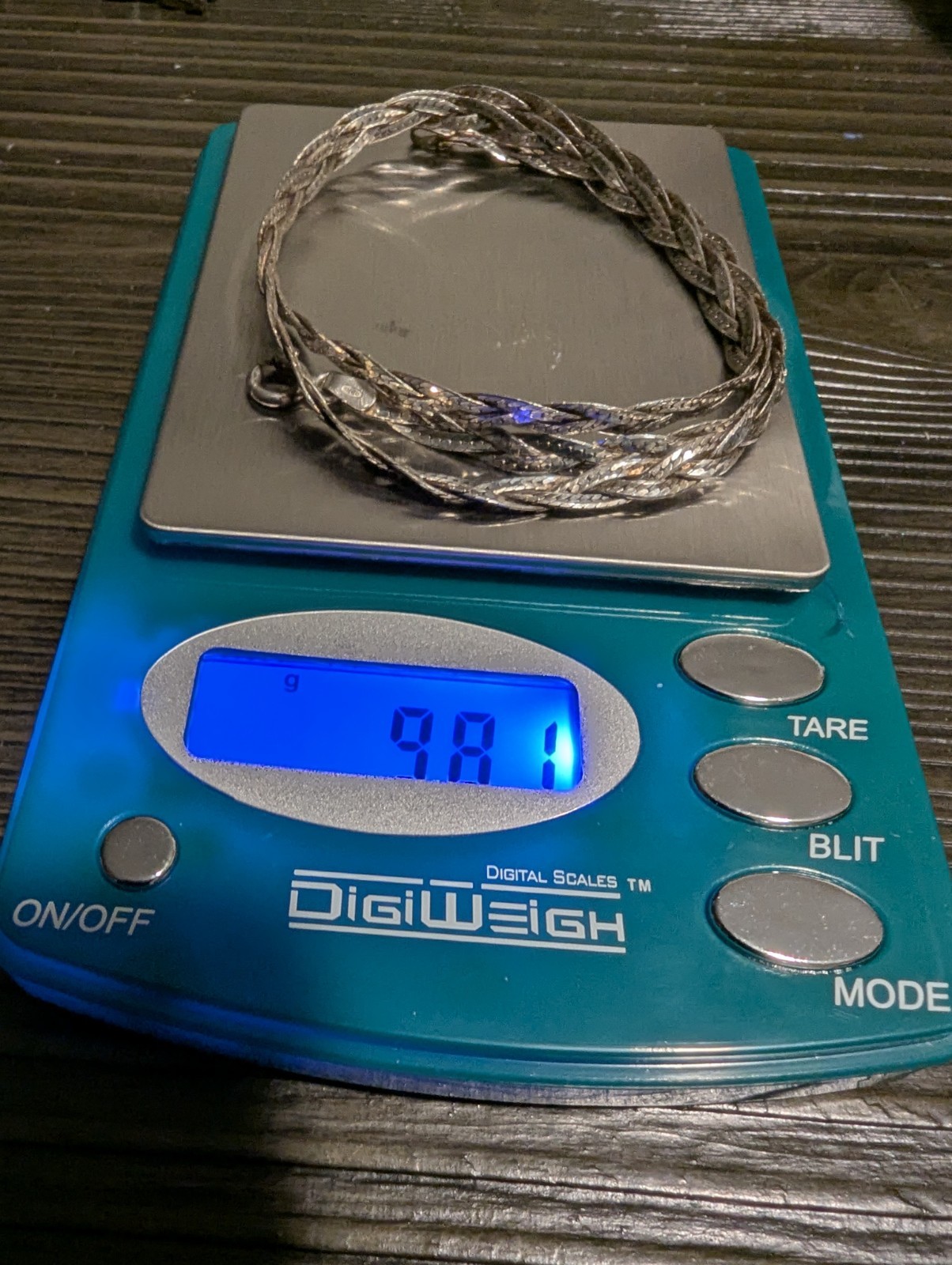 Italian Sterling Braided Herringbone Necklace 50 Cm / 20 Inch 925 Italy 9.8 g