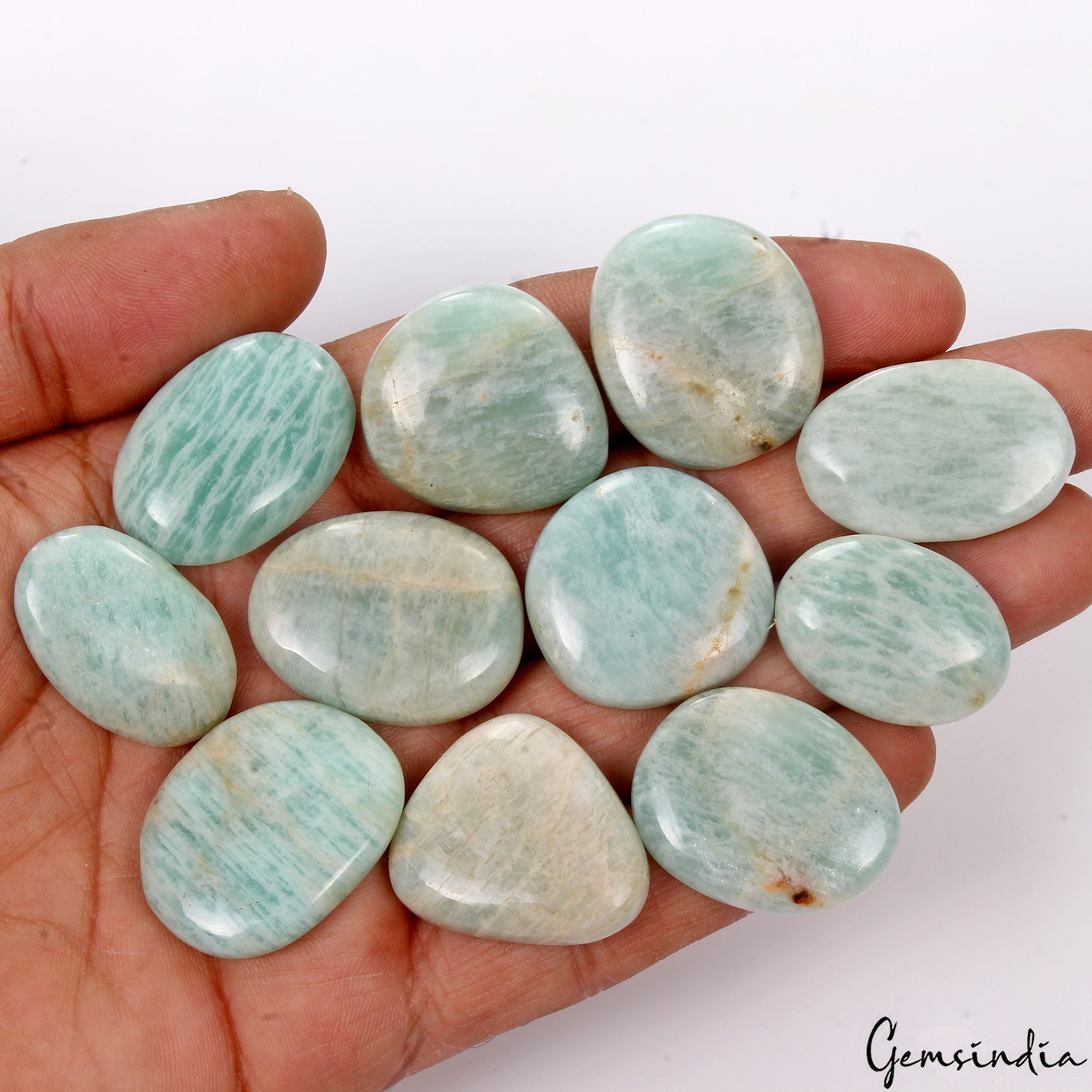 400 Ct Natural Untreated Blue Amazonite Mix Cabochon Loose 25-29mm Gemstones Lot