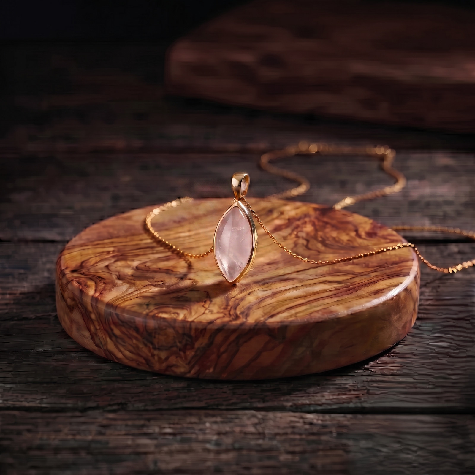 Rose Quartz Pendant Healing Charm Gold Filled Rose Quartz Jewelry Gift for Her